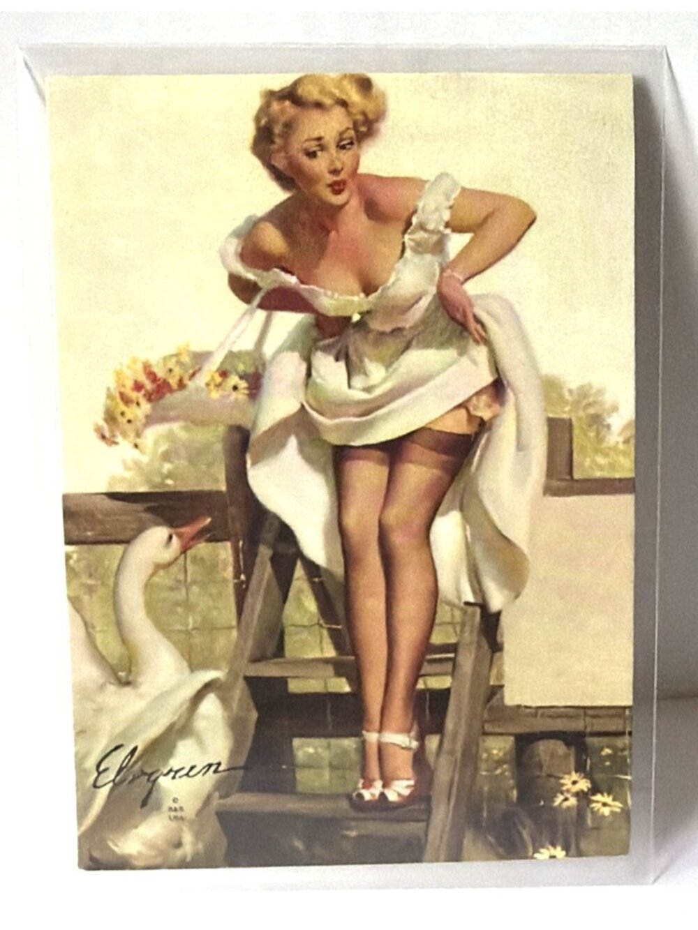 1993 Gil Elvgren Calendar Pinup Art Trading Card Single #42 Worth A Gander Craft